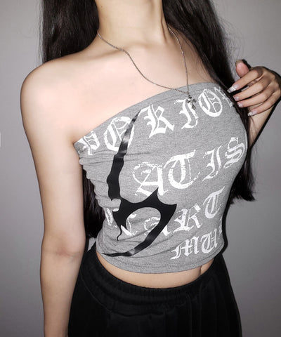 グランジロゴチューブベアトップ ／ grunge logo tube bare top
