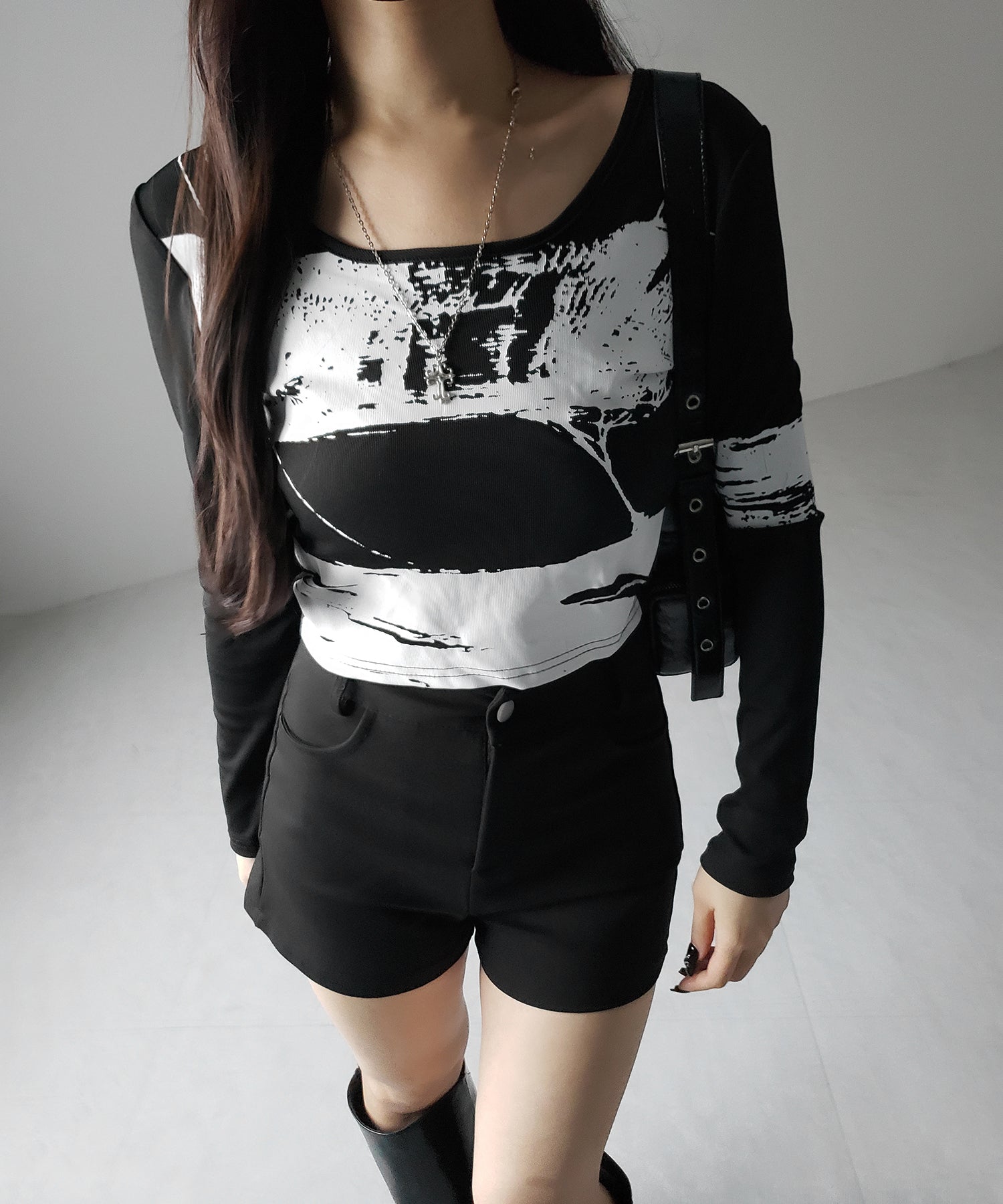 【 ２color 】ヴィンテージプリントショートリブＴシャツ ／ vintage print short lib t-shirt