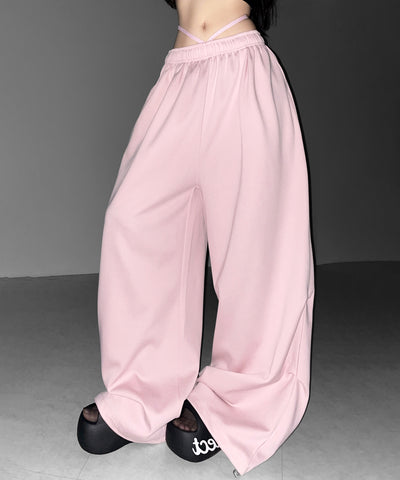 ウエストストリングタックワイドスウェットパンツ ／ waist string tack wide sweat pants