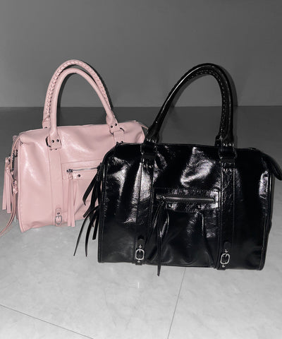 ヴィンテージフェイクレザーボストンエディターズバッグ ／ vintage fake leather boston editors bag