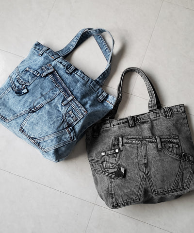 【 ２color 】ヴィンテージドッキングウォッシュデニムバッグ ／ vintage docking washed denim bag