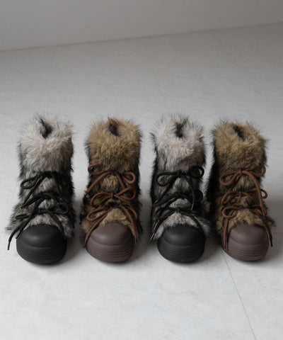 【 ２color 】ボリュームフェイクファーブーツ ／ volume fake fur boots
