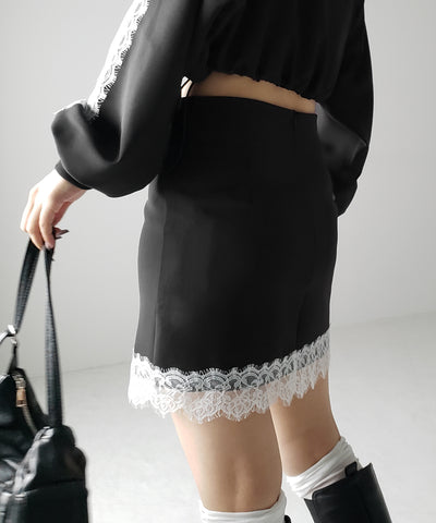 【 セットアップ着用可能 】サイドラインハイウエストミニスカート ／ sideline high waist mini skirt