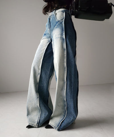 【 ４size 】ヴィンテージライクサイドタックストレートデニム ／vintage like side tuck straight denim