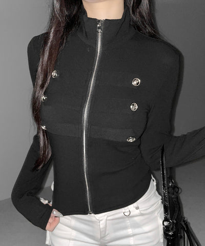 ナポレオンスタンドネックジップアップトップス ／ napoleon standneck zipup tops