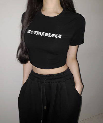 【 ２color 】グランジロゴショートちびTシャツ ／ grunge logo short chibi T-shirt