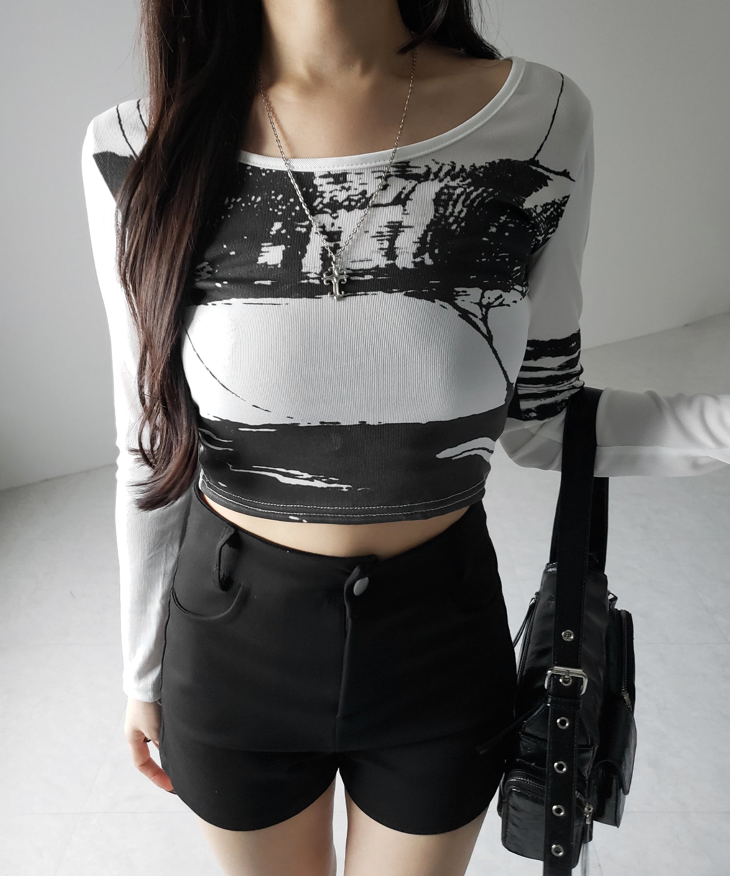 【 ２color 】ヴィンテージプリントショートリブＴシャツ ／ vintage print short lib t-shirt