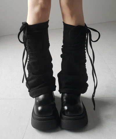 【 ２color 】ストラップリボンサイドシャーリングレッグカバー ／ strap ribbon side shirring leg cover