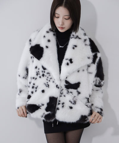 カウミドルフェイクファコート ／ cow middle fakefur coat