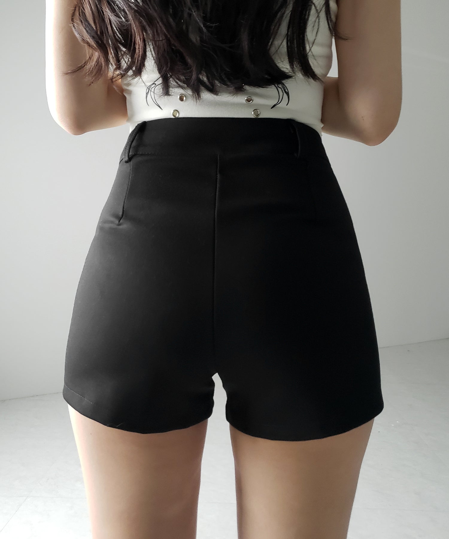 【 ２color ／４size 】ハイウエストタイトスパンショートパンツ ／ high waist tight span short pants