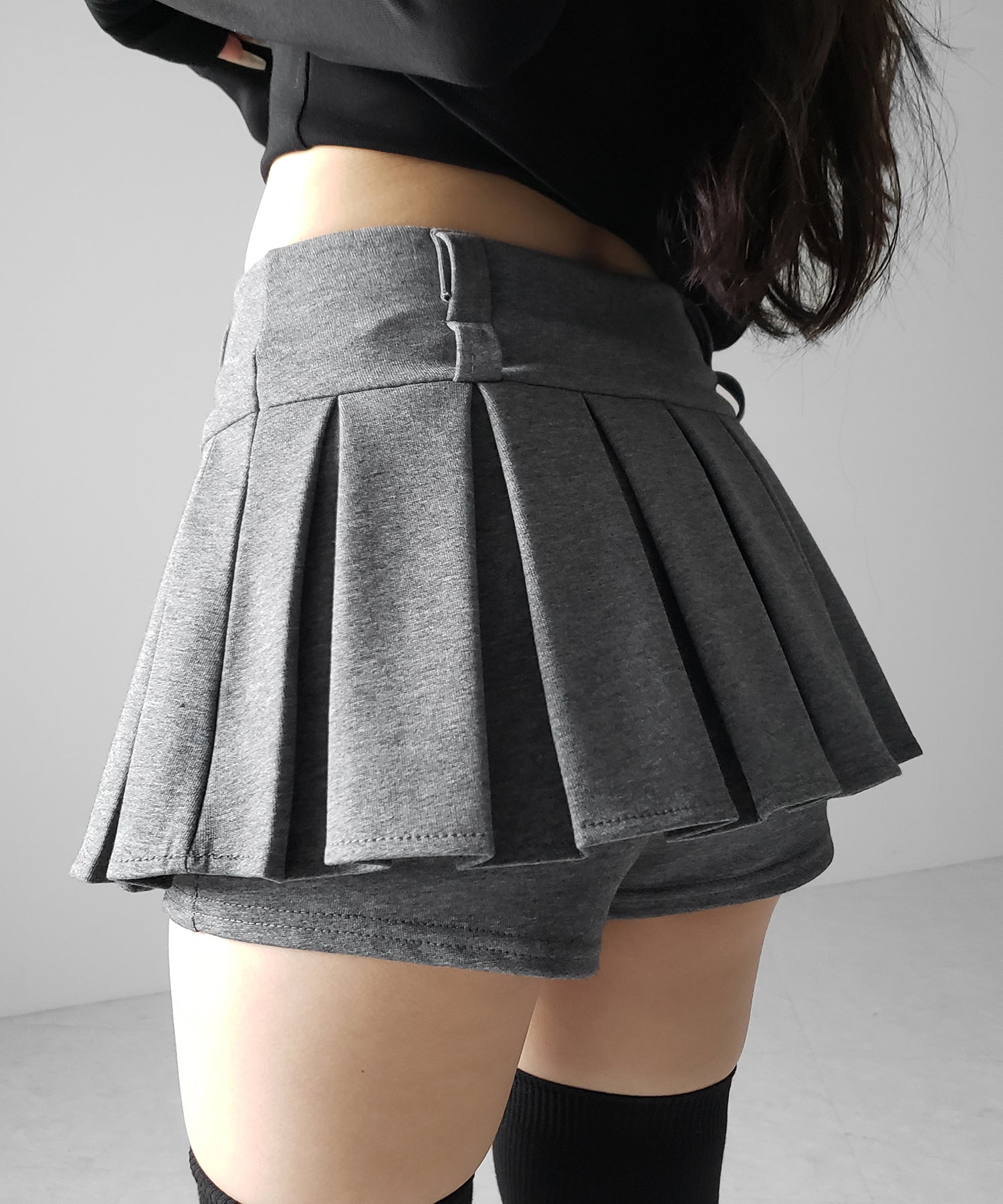 【 インパン裏地付 】プリーツスウェットマイクロミニスカパン ／ plests sweat micro mni skirt pants