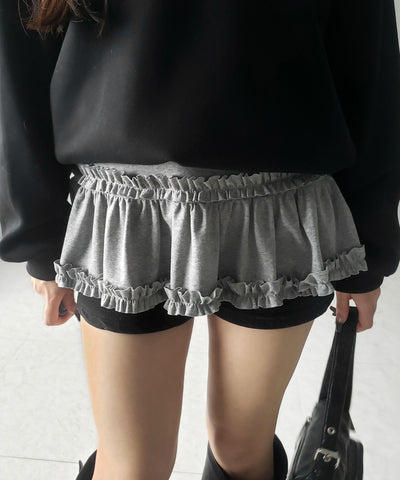 【 ３color 】裾フリルレイヤード長袖トップス ／ hem frill layered long sleeve tops