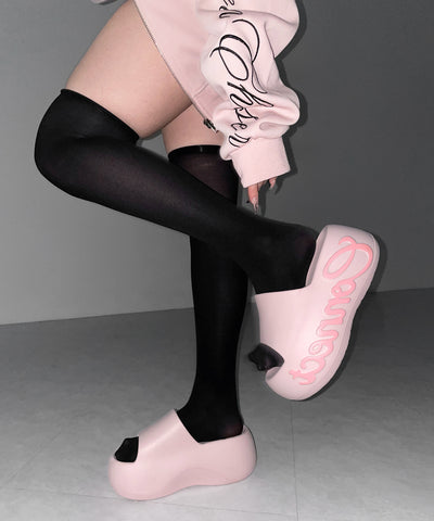 レタリングロゴ厚底スライドサンダル ／ lettering logo platform slide sandals