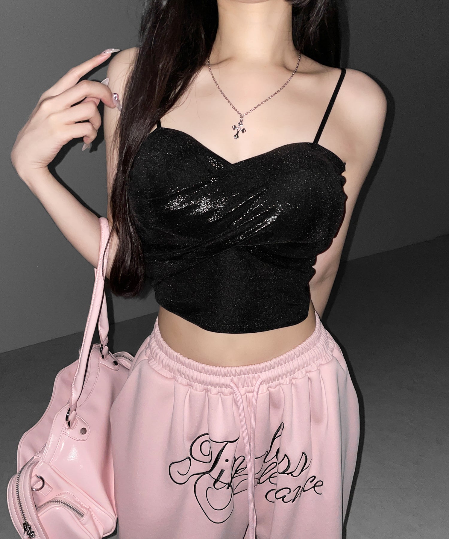 メタリックドレープビスチェキャミソール ／ metallic drape bustier camisole