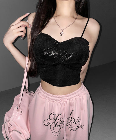 メタリックドレープビスチェキャミソール ／ metallic drape bustier camisole