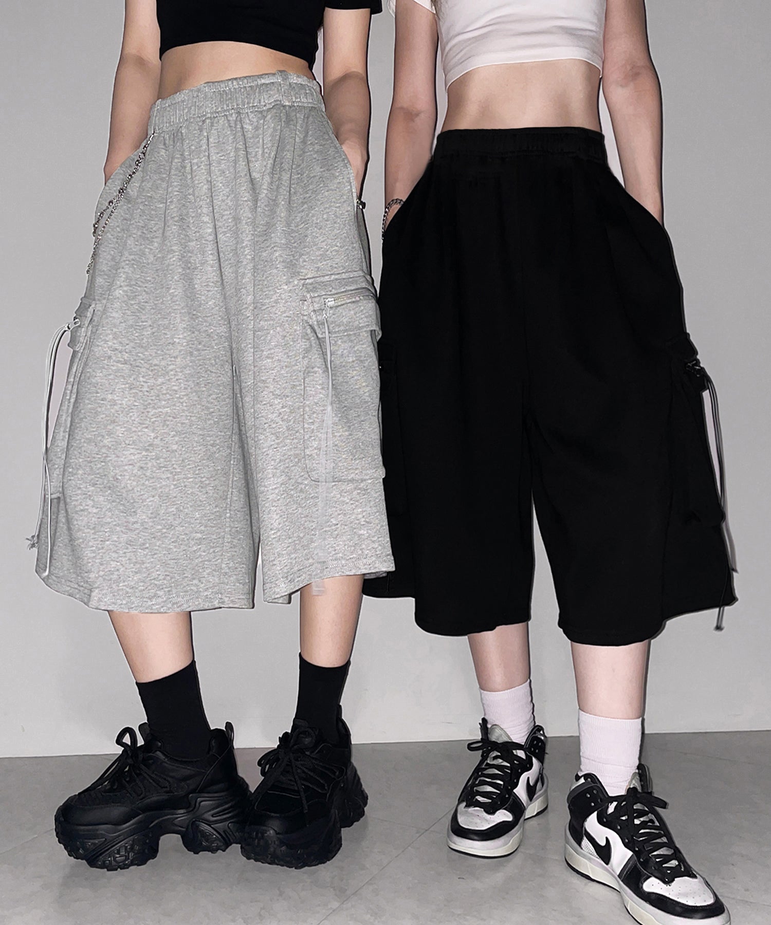 タックワイドカーゴスウェットハーフパンツ / tuck wide cargo sweat half pants