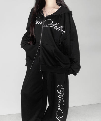 【 セットアップ可能 】レタリングロゴプリントワイドスウェットパンツ ／ lettering logo print wide sweat pants