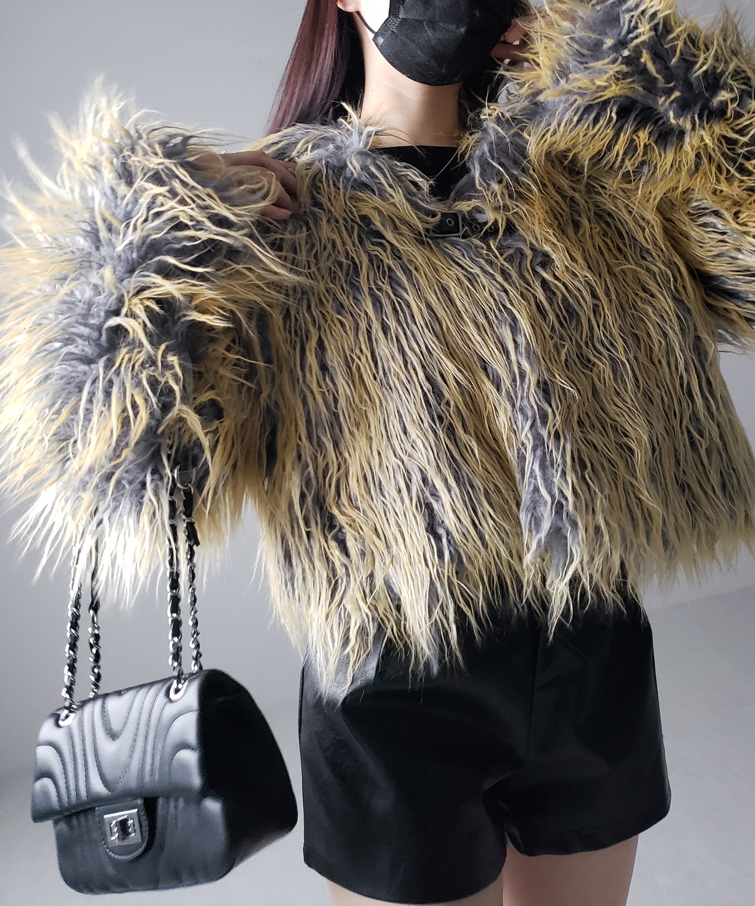 【 ２color 】グラデーションシャギーファーモンスターボリュームコート／ gradation shaggy fur monster volume coat