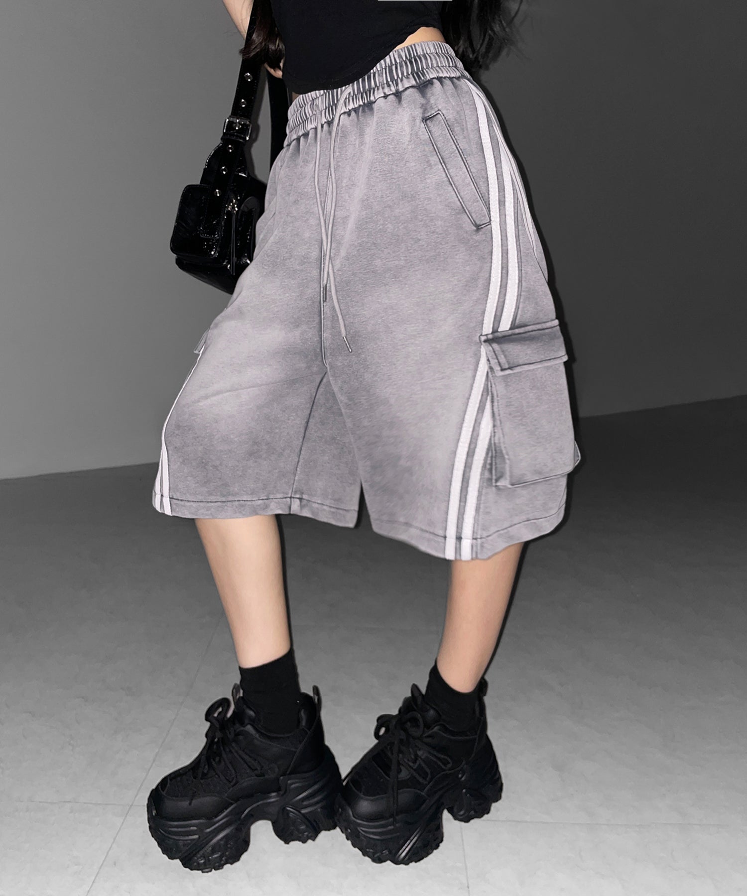 サイドラインヴィンテージワイドカーゴスウェットハーフパンツ / sideline vintage wide cargo sweat half pants