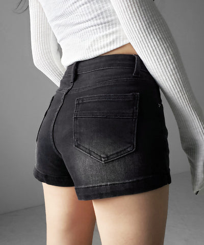 ハイウエストストレッチデニムタイトショートパンツ ／ high wast stretch denim tight short pants