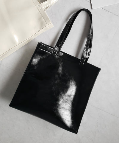 【 ２color ／ 大容量 】フェイクレザービッグスクエアトートバッグ ／ fake leather big square tote bag