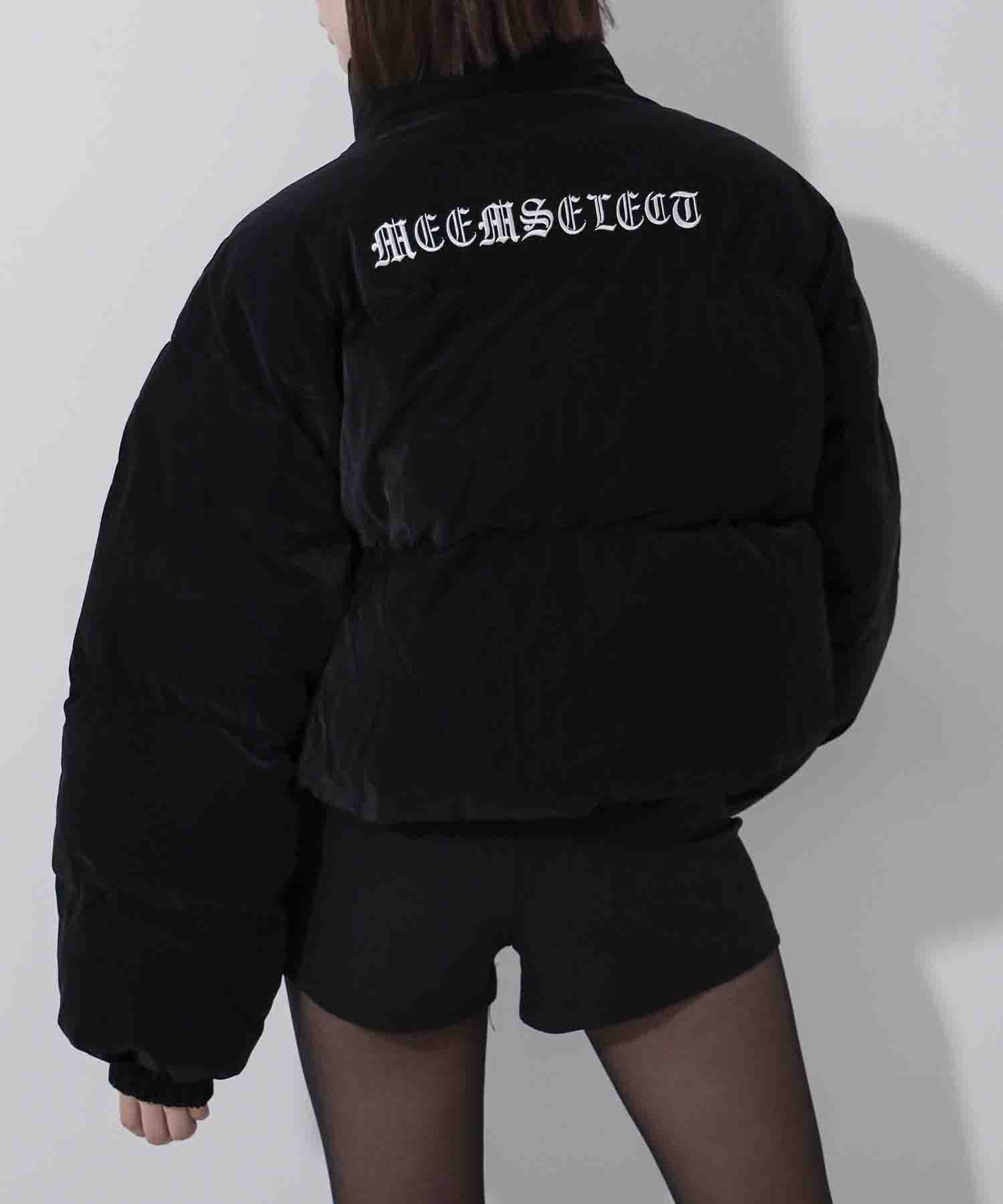 【 限定先行販売 】grunge logo embroidery short puff down jacket