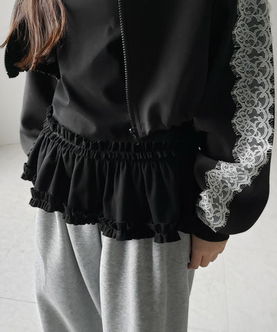 【 ３color 】裾フリルレイヤード長袖トップス ／ hem frill layered long sleeve tops