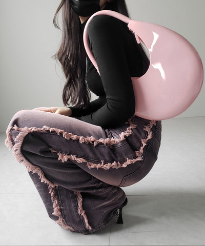 【 ２color 】 PVC ハーフムーンショルダーバッグ ／ PVC HALF MOON SHOULDER BAG