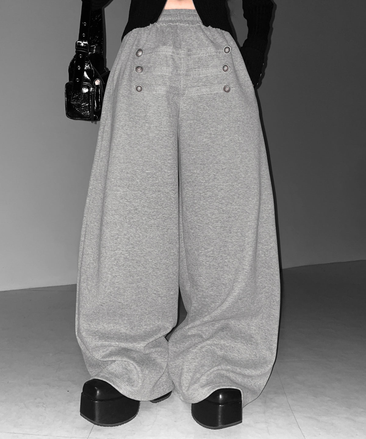 【 微起毛 】ナポレオンデザインボリュームワイドパンツ ／ napoleon design volume wide pants