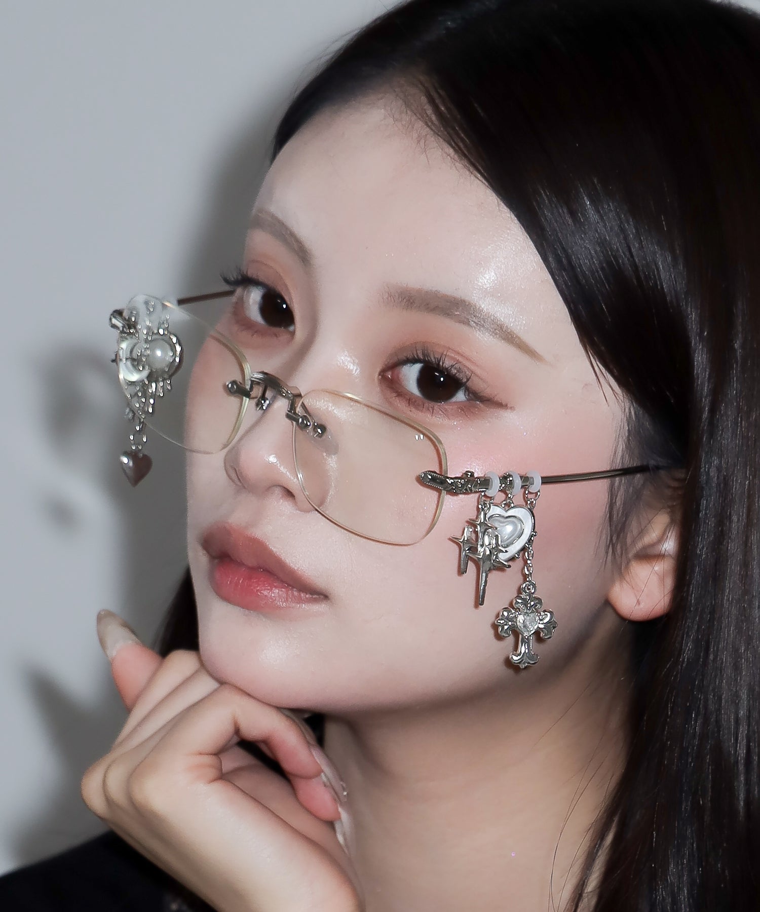 カスタムチャームリムレスメガネ ／custom charm rimless glasses