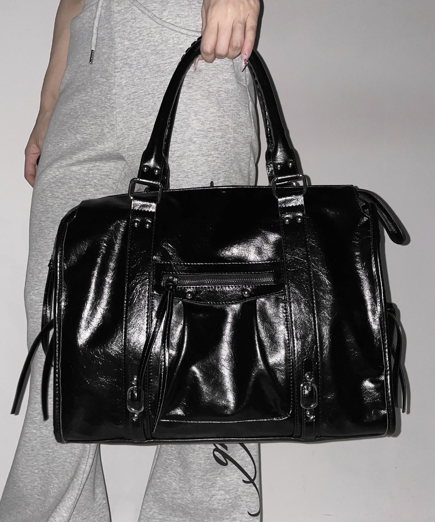 ヴィンテージフェイクレザーボストンエディターズバッグ ／ vintage fake leather boston editors bag