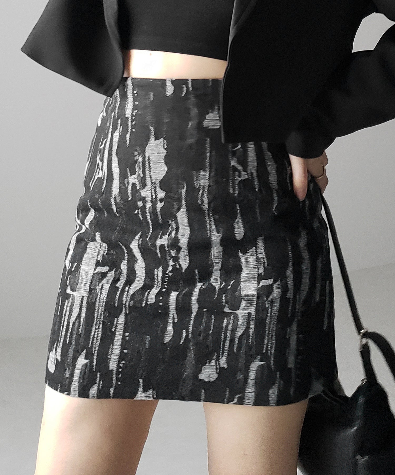 2color 】ジャガードダメージデニムミニスカート ／ Jacquard damage  