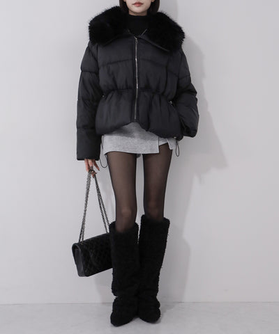ファーカラーウエストマークミディダウンジャケット ／ fur collar waist-mark midi down jacket