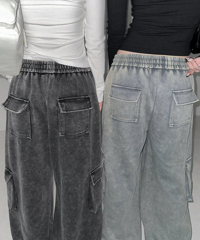 ピグメントヴィンテージヘビーワイドカーゴスウェットパンツ ／ pigment vintage heavy wide cargo sweatpants
