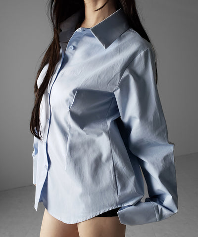 ウエストタックフレアレディシャツ ／ waist tuck flare lady shirts