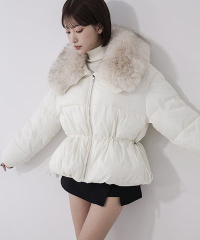 ファーカラーウエストマークミディダウンジャケット ／ fur collar waist-mark midi down jacket