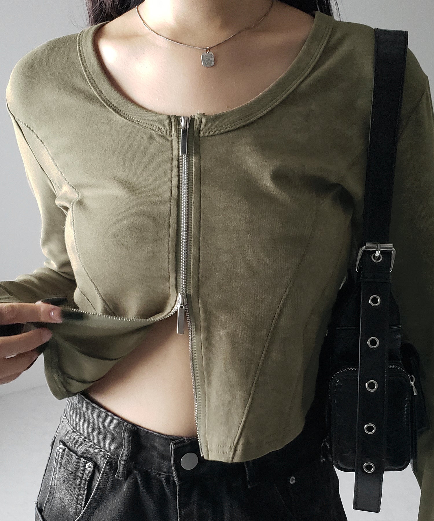 【 ２color 】ダブルジップヴィンテージカットソーカーディガン ／ double zip vintage cut sew cardigan