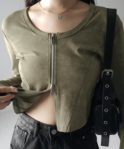 【 ２color 】ダブルジップヴィンテージカットソーカーディガン ／ double zip vintage cut sew cardigan