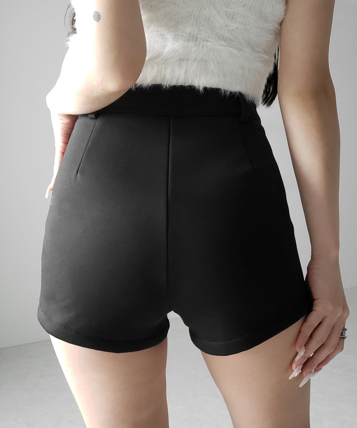 裏起毛ハイウエストタイトスパンショートパンツ ／ urakimo high waist