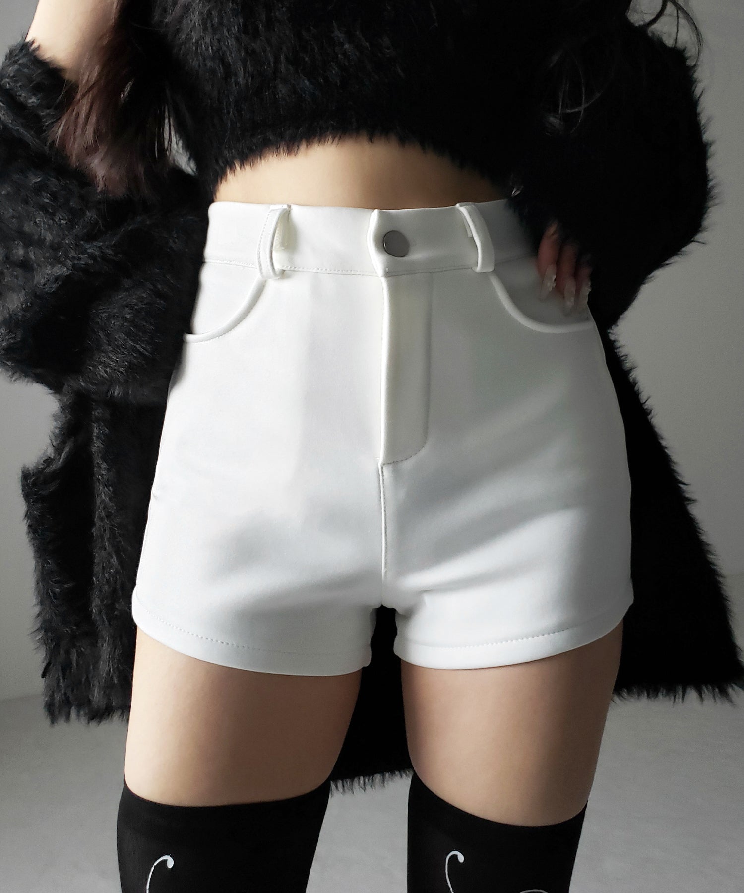 裏起毛ハイウエストタイトスパンショートパンツ ／ urakimo high waist