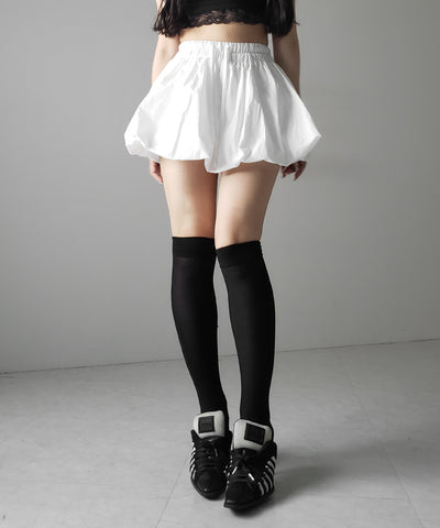 【 ２color ／インパン裏地付き 】フェイクレイヤードコットンバルーンミニスカート ／ fake layered cotton balloon mini skirt