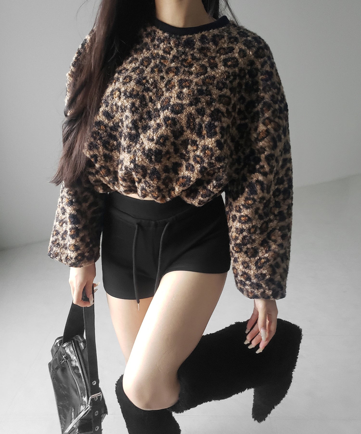 【 ２WAY 】レオパードショートボアプルオーバー ／ 2WAY reopard short boa pullover