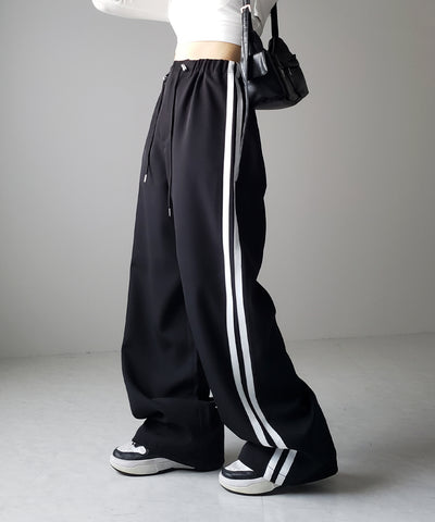 【 ３size／３color 】２WAYドロストサイドラインルーズトラックワイドパンツ