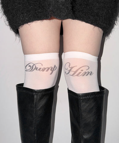 【 選べる３柄アソート 】レタリングロゴシアーニーハイソックス ／ lettering logo sheer knee high socks