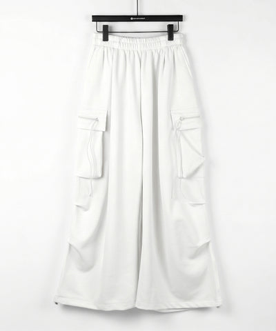 【 裾絞り可能２WAY 】ドローコードタックワイドカーゴスウェットパンツ ／ drawcord tuck wide cargo sweatpants