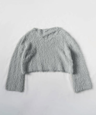 【 7color 】カットアウトショートシャギーニット