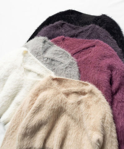 【 7color 】カットアウトショートシャギーニット