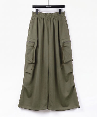 【 裾絞り可能２WAY 】ドローコードタックワイドカーゴスウェットパンツ ／ drawcord tuck wide cargo sweatpants