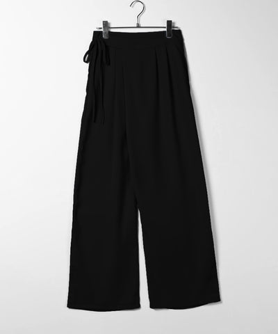 【 ３color ／ ３size 】華奢サイドリボンツータックスラックス