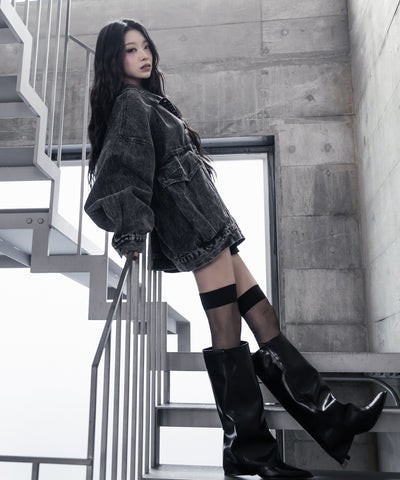 【 デニムセットアップ着用可能 】ヴィンテージケミカルブリーチボーイフレンドデニムジャケット ／ vintage chemical bleach boyfriend denim jacket